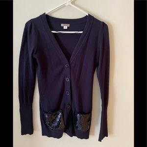 Girl’s Blue cardigan with blue sequins on pockets